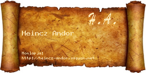 Heincz Andor névjegykártya